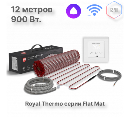 Мат нагревательный Royal Thermo Flat Mat RTFM 2-150-6 с терморегулятором RTS-16