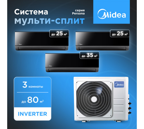 Мульти сплит система Midea M3OA-27HFN8-Q1/MMAG4-09N8D0-I*2/MMAG4-12N8D0-I*1