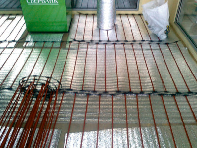 Теплый пол в павильоне - основное отопление доп. офисов Сбербанка