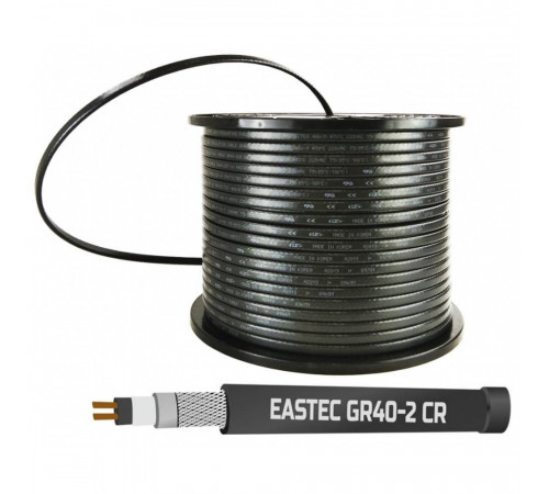 EASTEC GR 40-2 CR, M=40W (200м/рул.), греющий кабель с УФ защитой, пог.м.