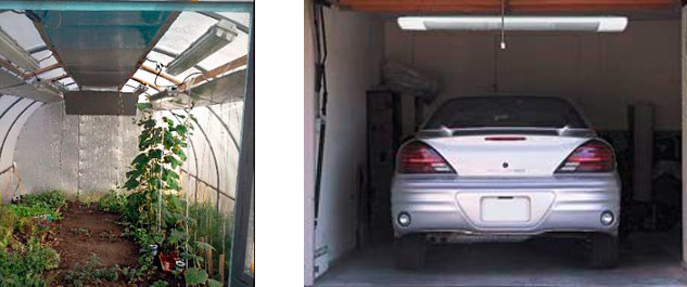 Расположение потолочного ик обогревателя в гараже и теплице.